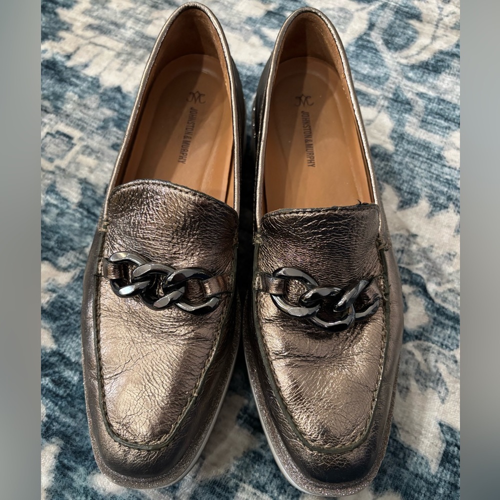 Johnston and Murphy Bronze Gracelyn Chain Platform Loafers Women's Sz 7